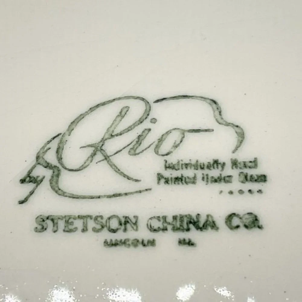 Rio Stetson Vintage Hand Painted Floral Dinner Plate Soup Bowl Set (4 Available)